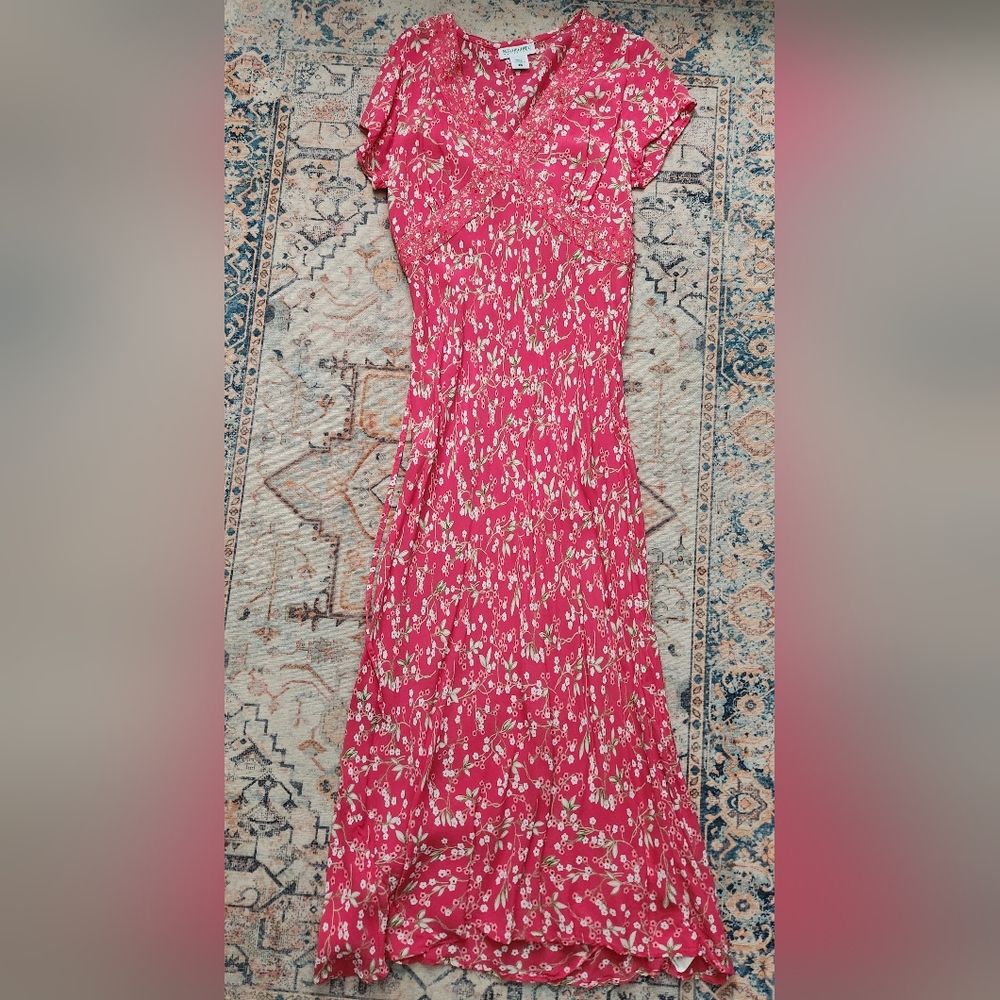 Motherhood Maternity 2000s Maxi Dress, Size Small, Pink Floral.